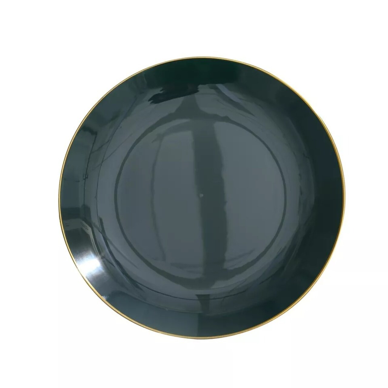 HUNTER GREEN 10 Glossy 10" Round Plastic Salad PLATES Gold Rim